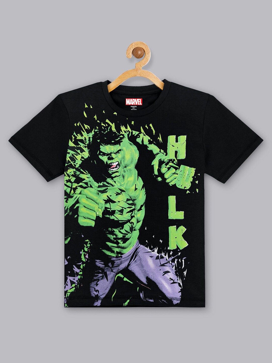 

Kids Ville Boys Black & Green Hulk Printed T-shirt
