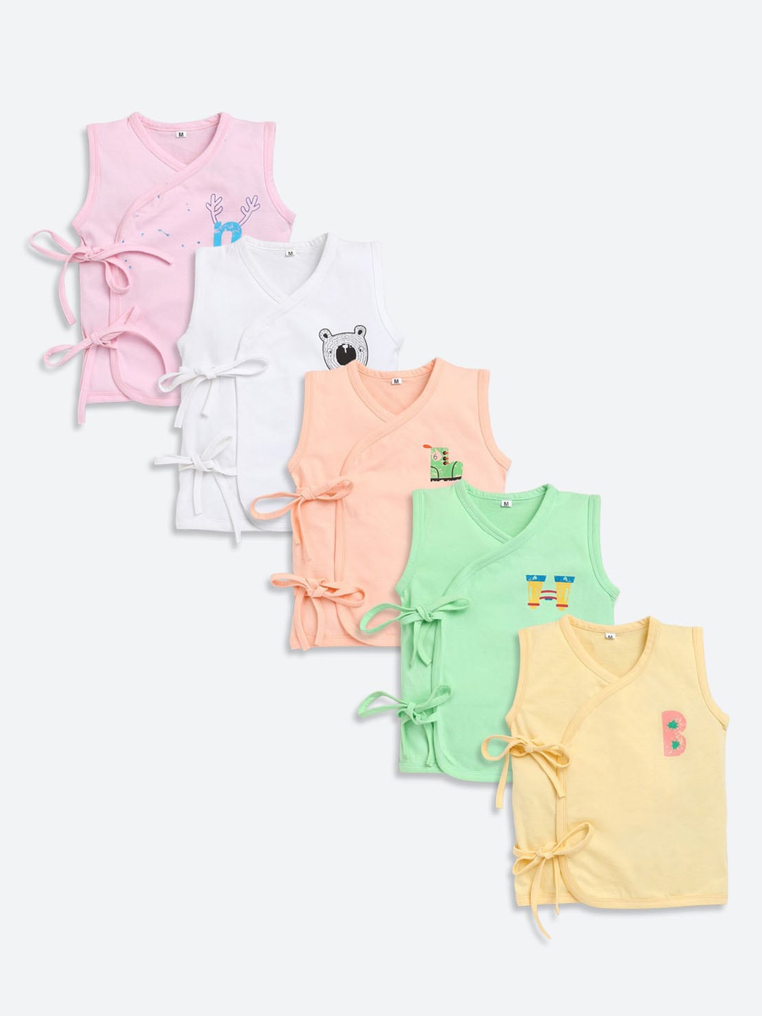 

JBN Creation Infants Pack Of 5 Solid Cotton Innerwear Vests, Pink