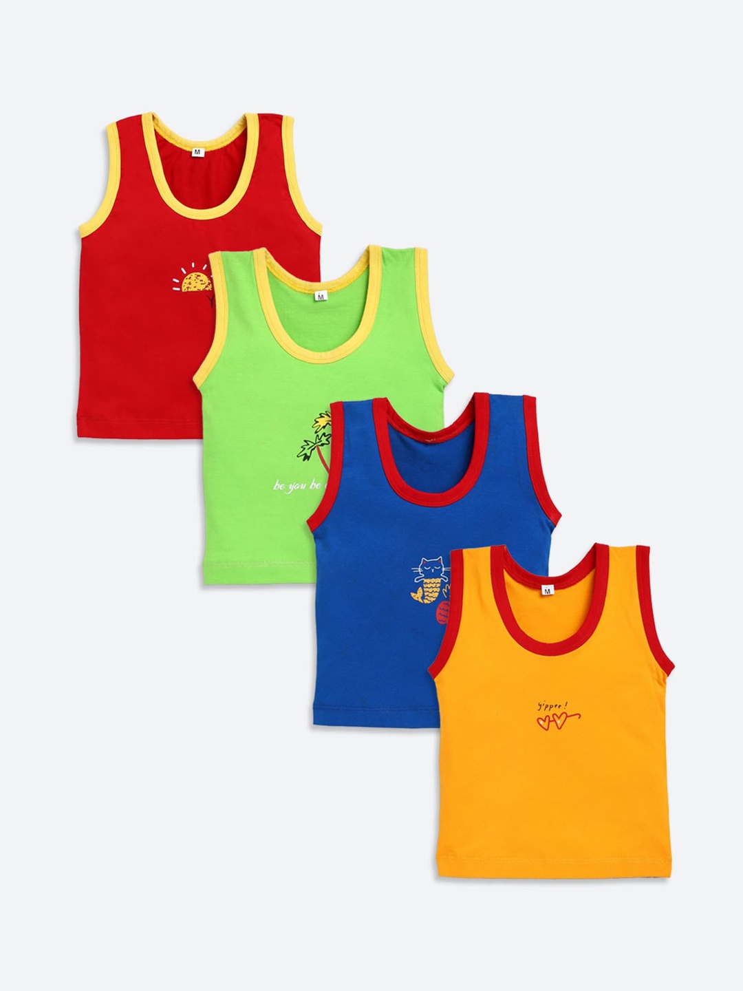 

JBN Creation Kids Pack of 4 Solid Cotton Innerwear Vests, Red