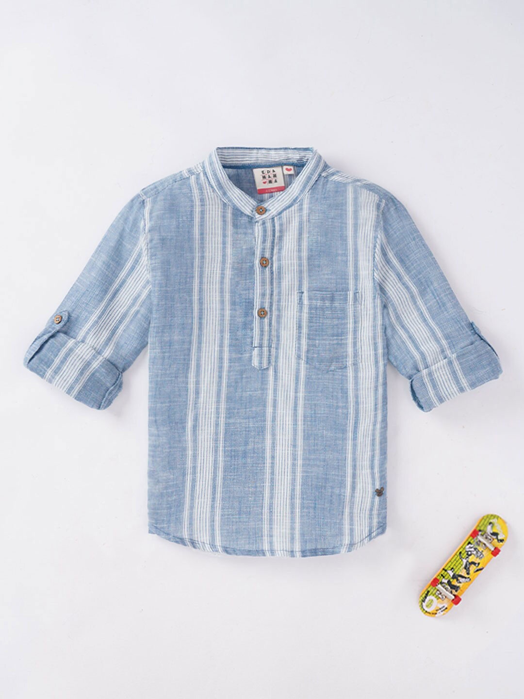 

Ed-a-Mamma Boys Blue Striped Casual Shirt