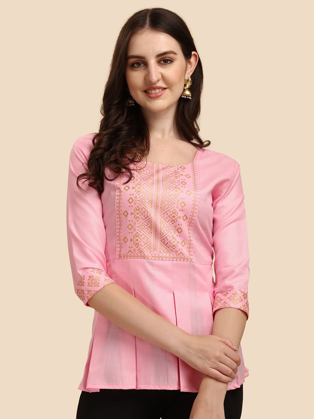 

Paralians Pink Print Peplum Top