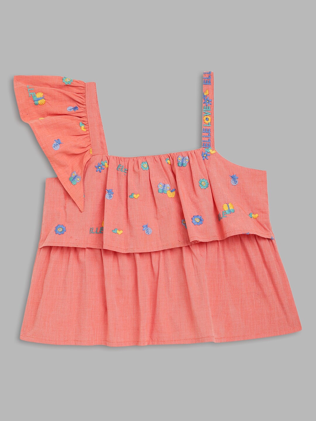 

ELLE Orange Floral Print Top