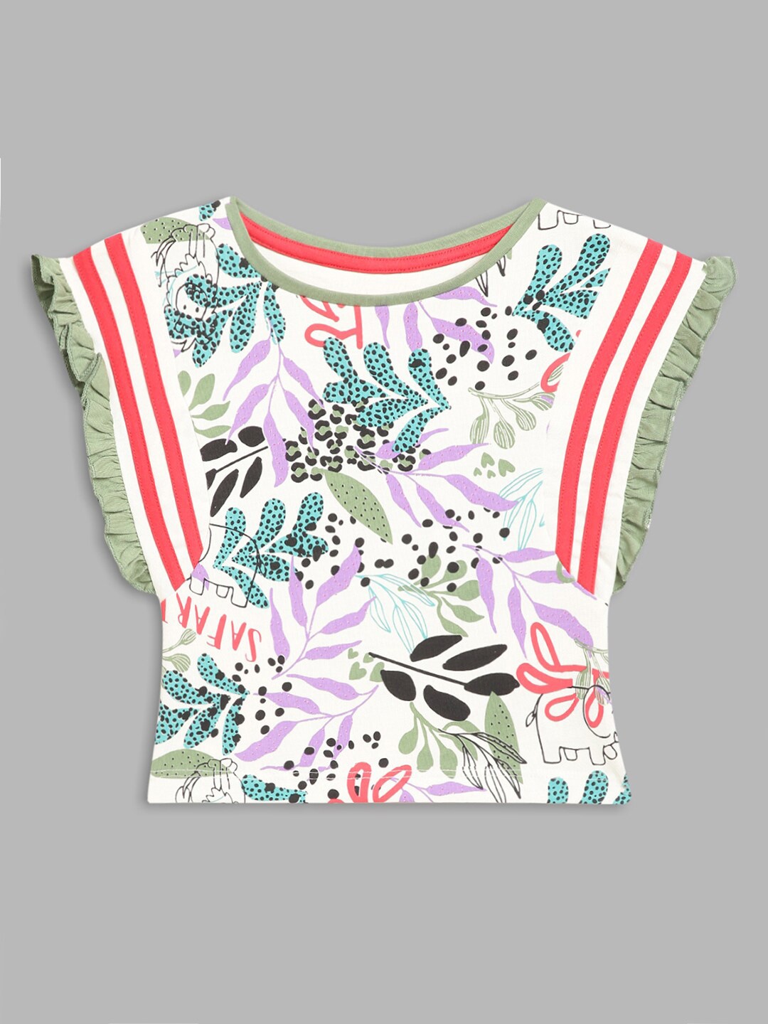 

ELLE Girls Multicoloured Floral Printed Applique T-shirt, Multi