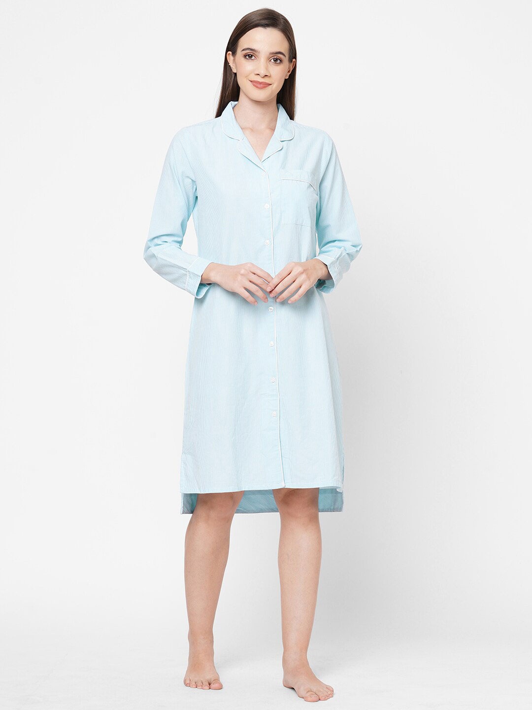 

Mystere Paris Blue Striped Nightdress
