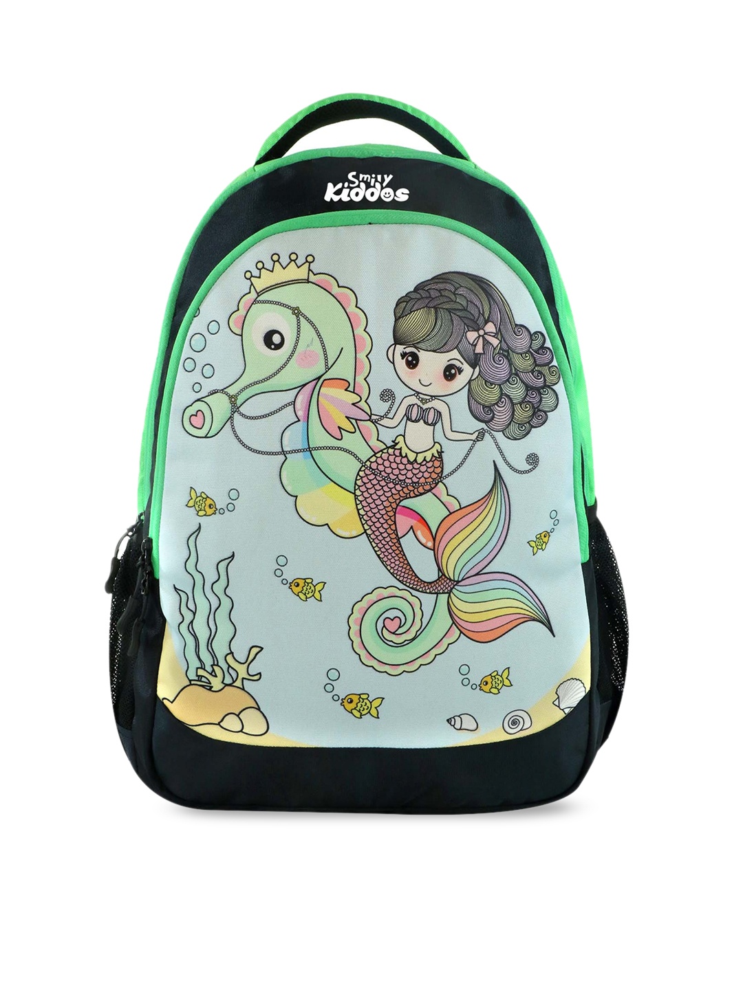 

Smily Kiddos Unisex Kids Green & Black Graphic Backpack with Compression Straps