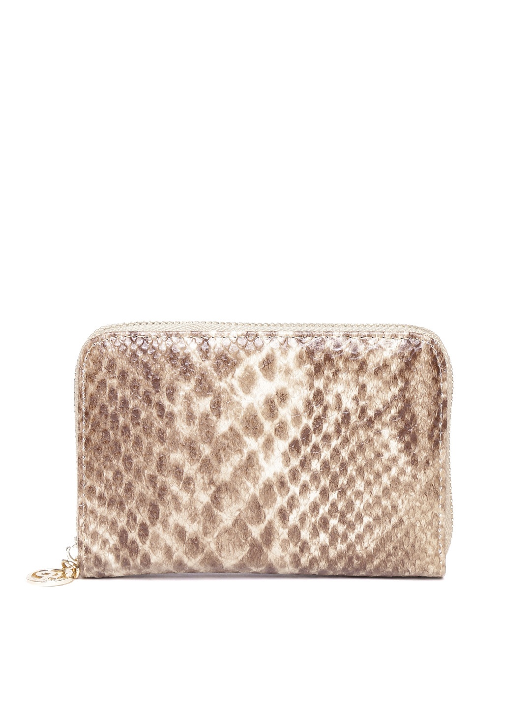 

Lino Perros Women Brown Snakeskin-Textured Zip-Around Wallet