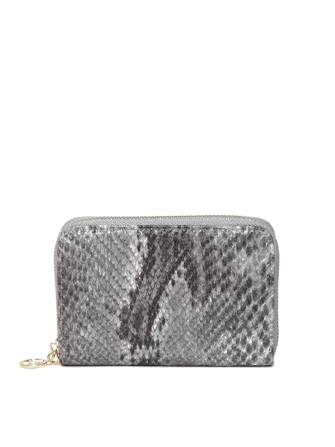 

Lino Perros Women Grey Snakeskin Textured Zip-Around Wallet