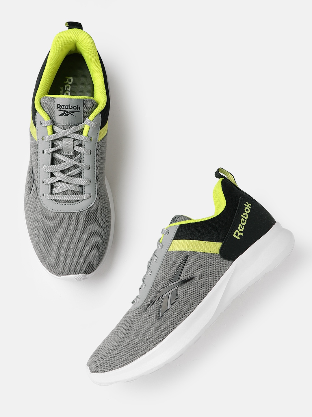 

Reebok Men Grey & Black Colourblocked Emergo Running Shoes