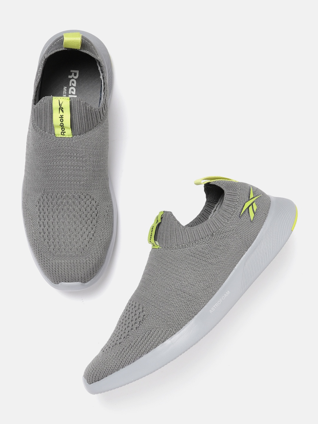 

Reebok Men Grey Woven Design Druhan 2.0 Walking Slip-ons