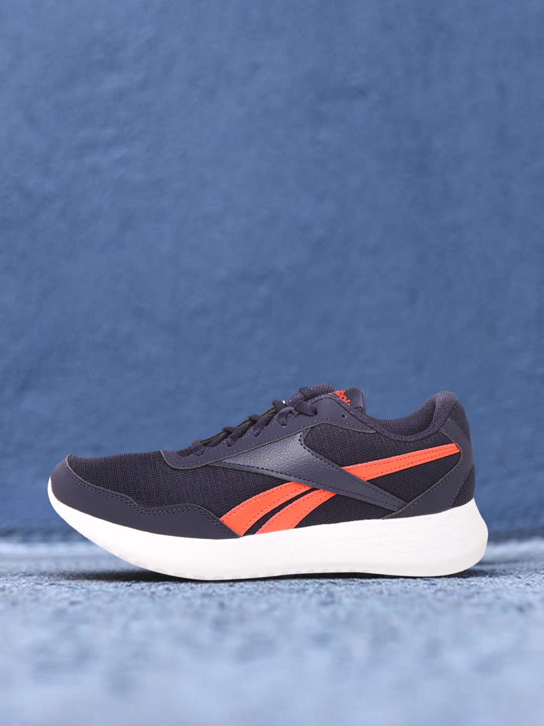 

Reebok Men Navy Blue & Coral Woven Design Energen Lite Running Shoes