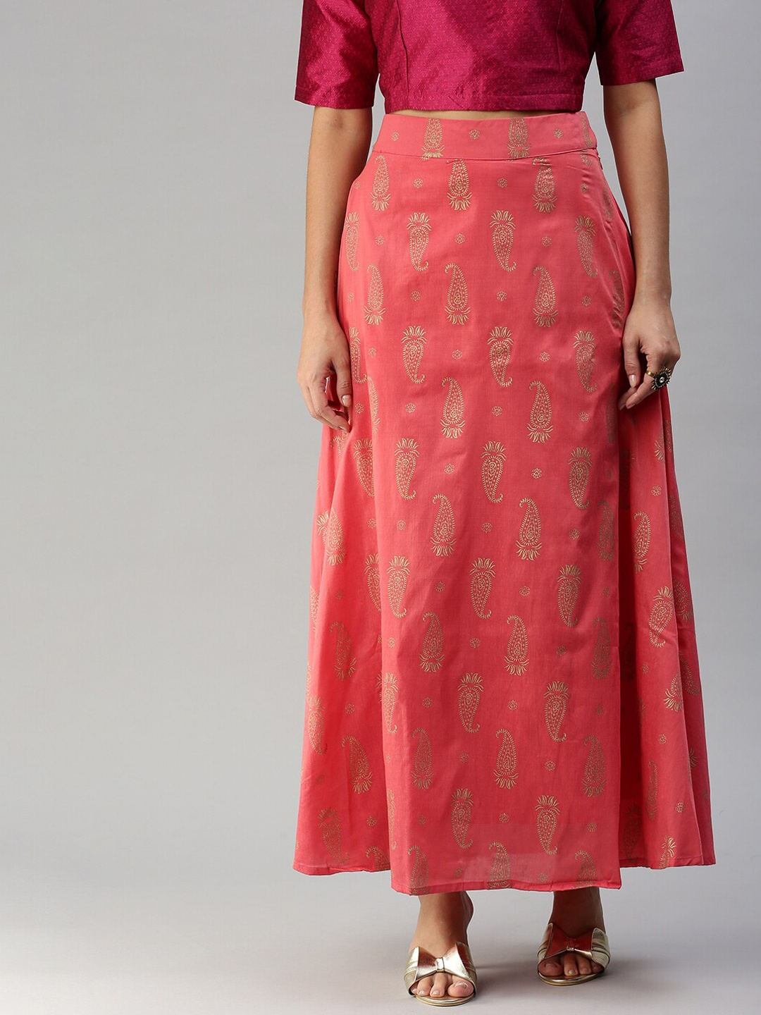 

De Moza Women Pink Printed Ethnic Skirt