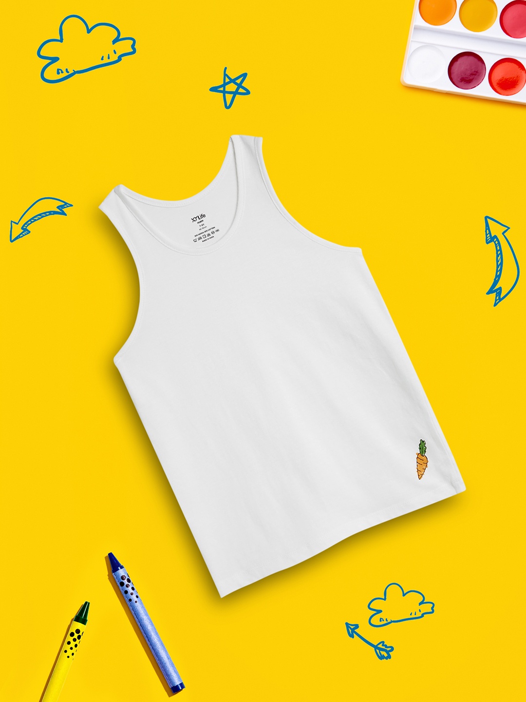 

XY Life Boys White Scribbles Carrot IntelliEase Cotton Modal Inner Vest