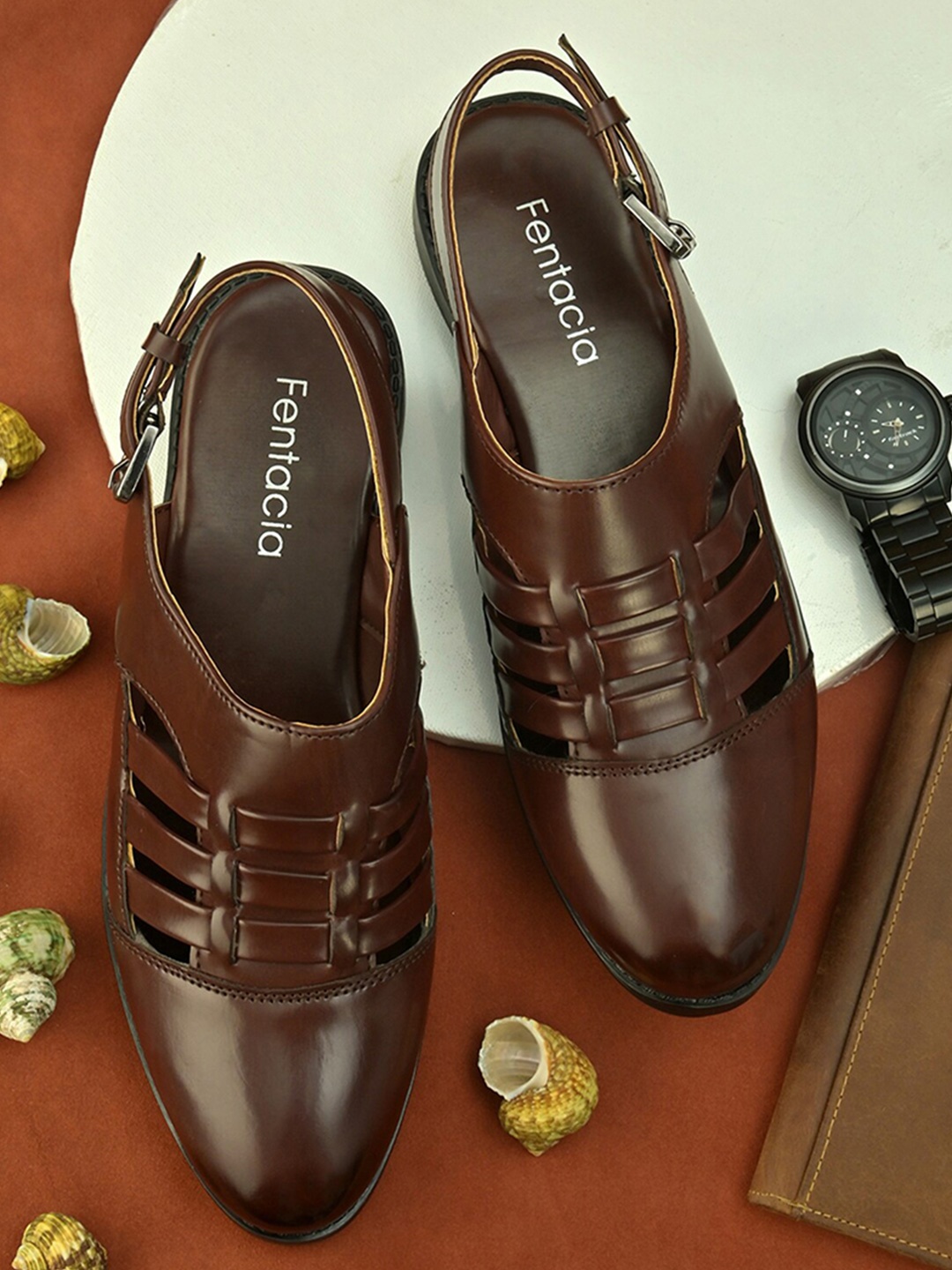 

Fentacia Men Brown Shoe-Style Sandals