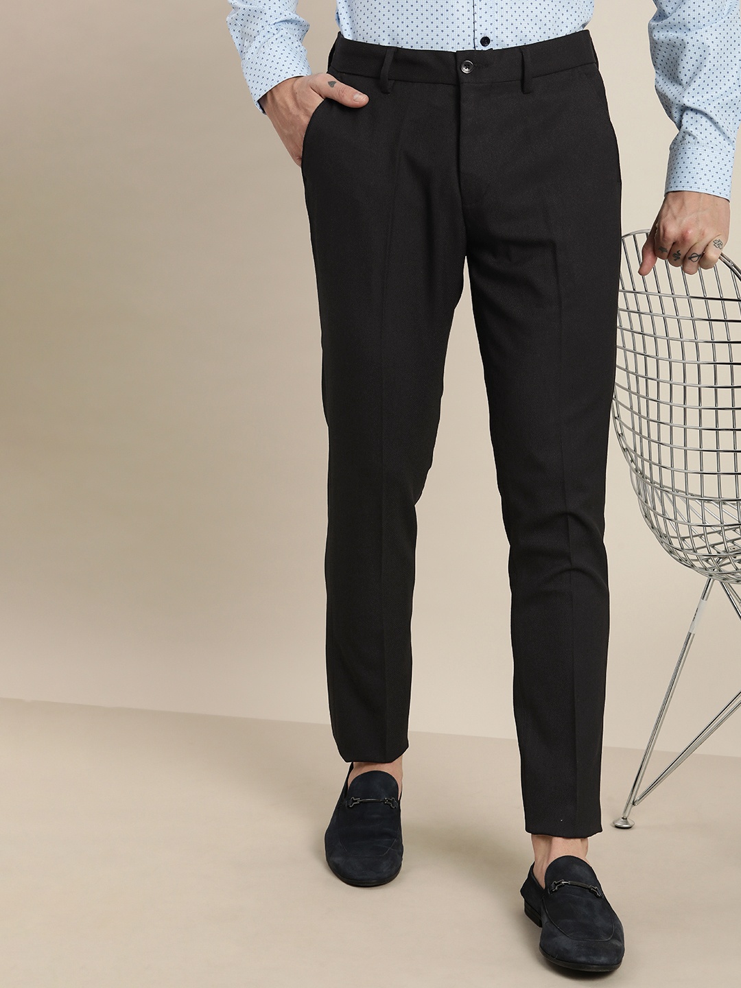 encore by INVICTUS Men Black Trousers