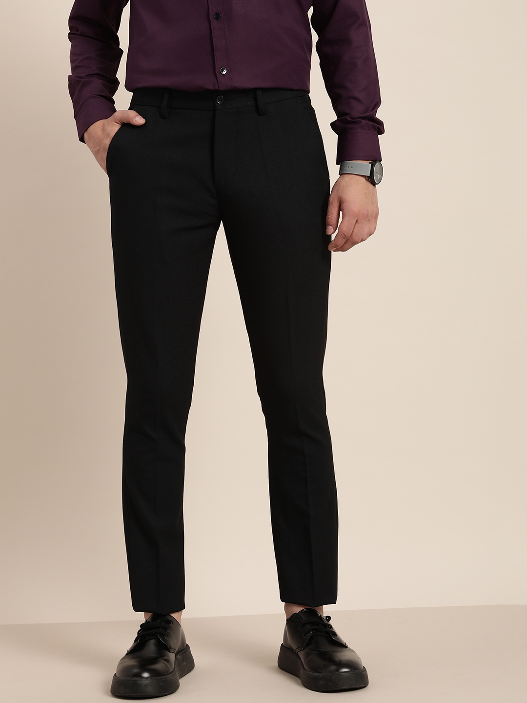 

encore by INVICTUS Men Black Trousers