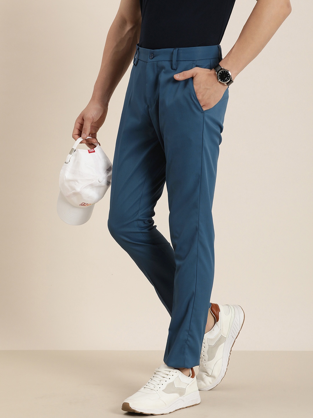 

encore by INVICTUS Men Casual Trousers, Blue