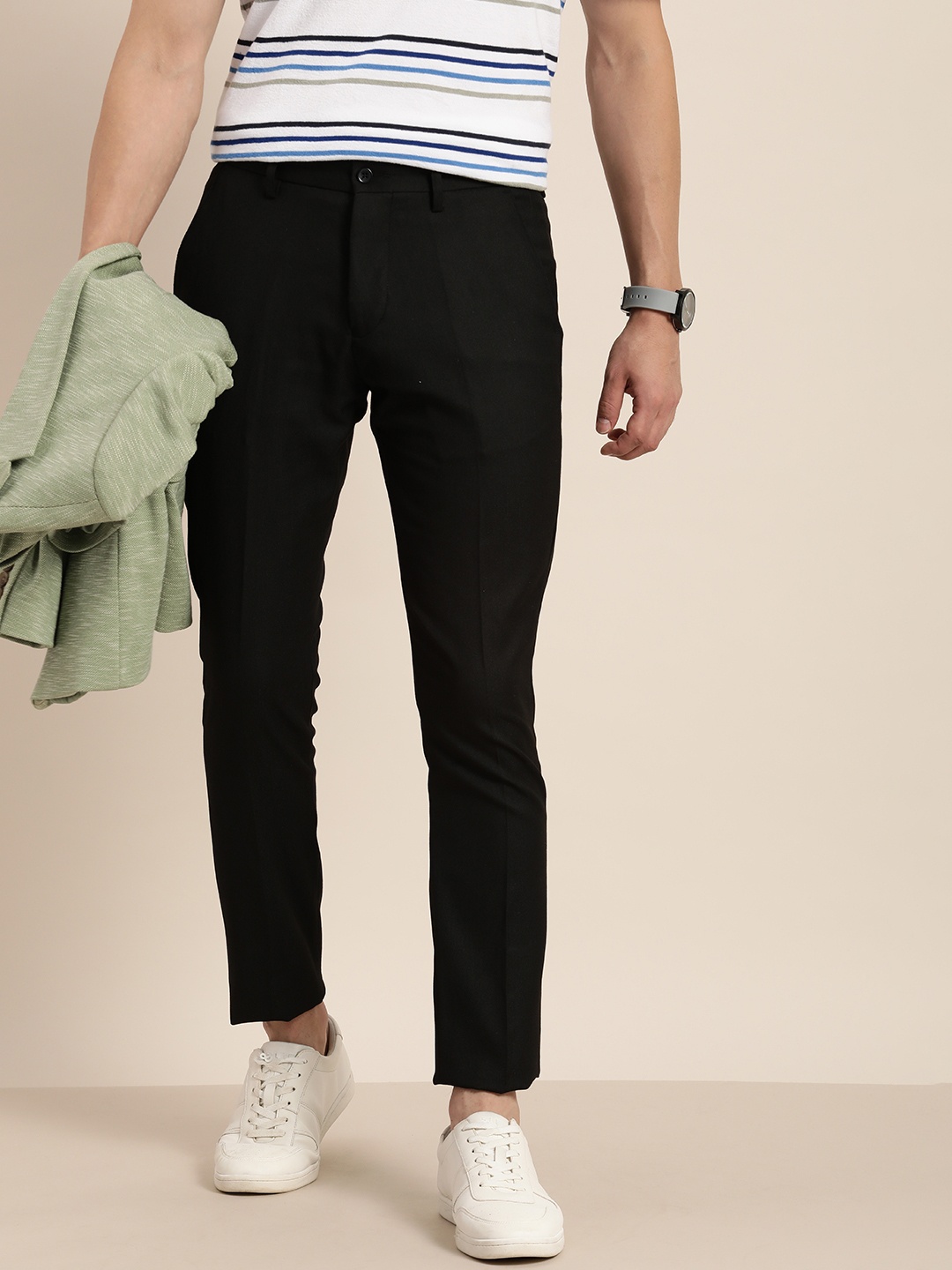 

encore by INVICTUS Men Black Trousers