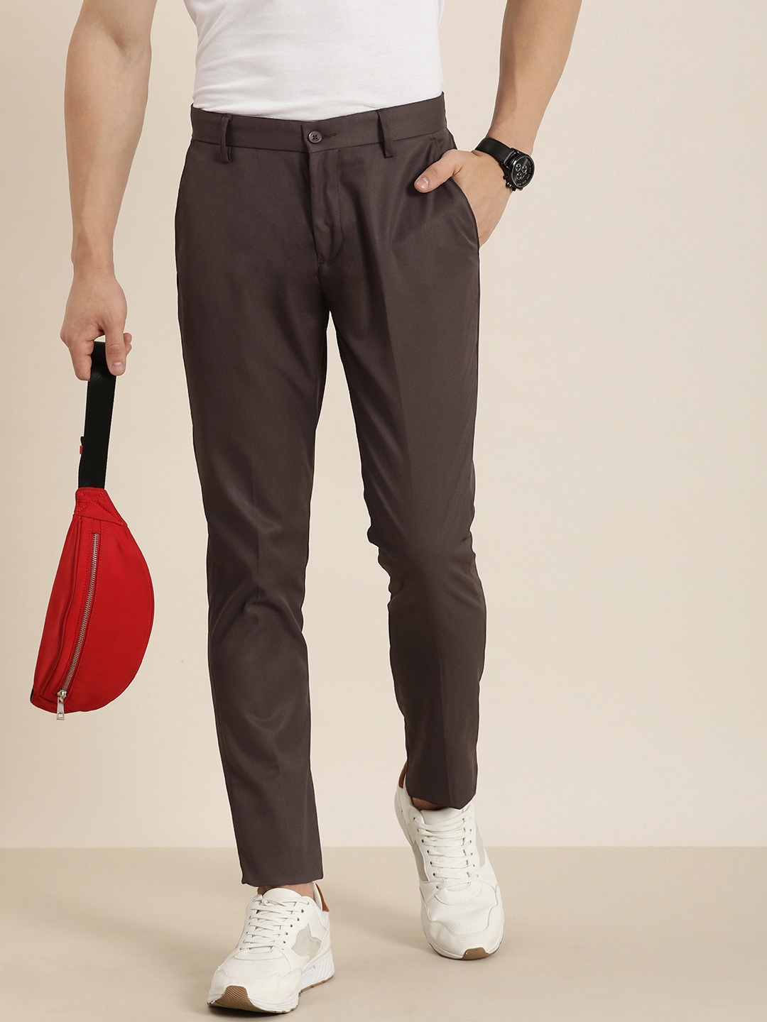 

encore by INVICTUS Men Casual Trousers, Brown