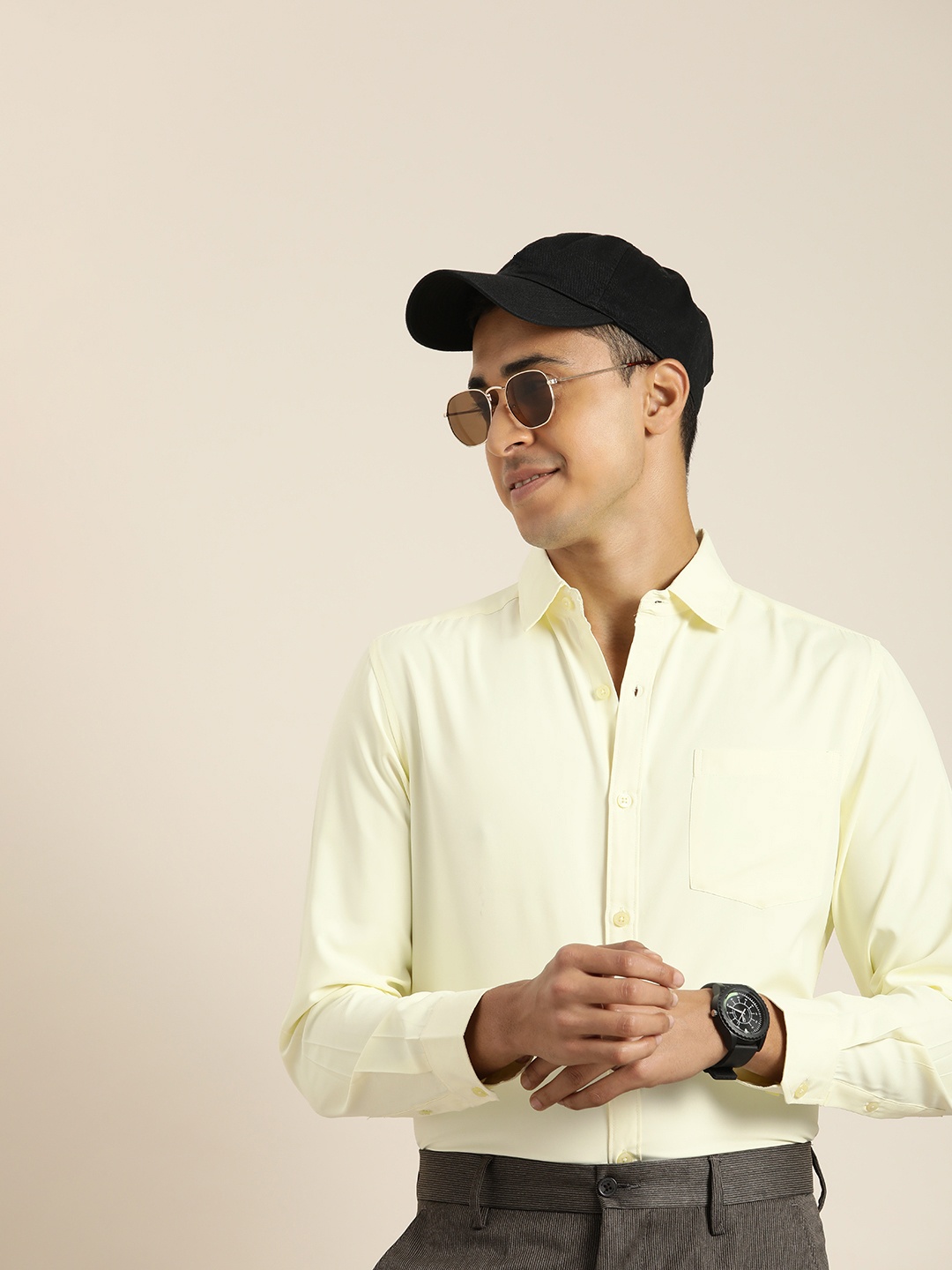 encore by INVICTUS Men Solid Casual Shirt, Yellow