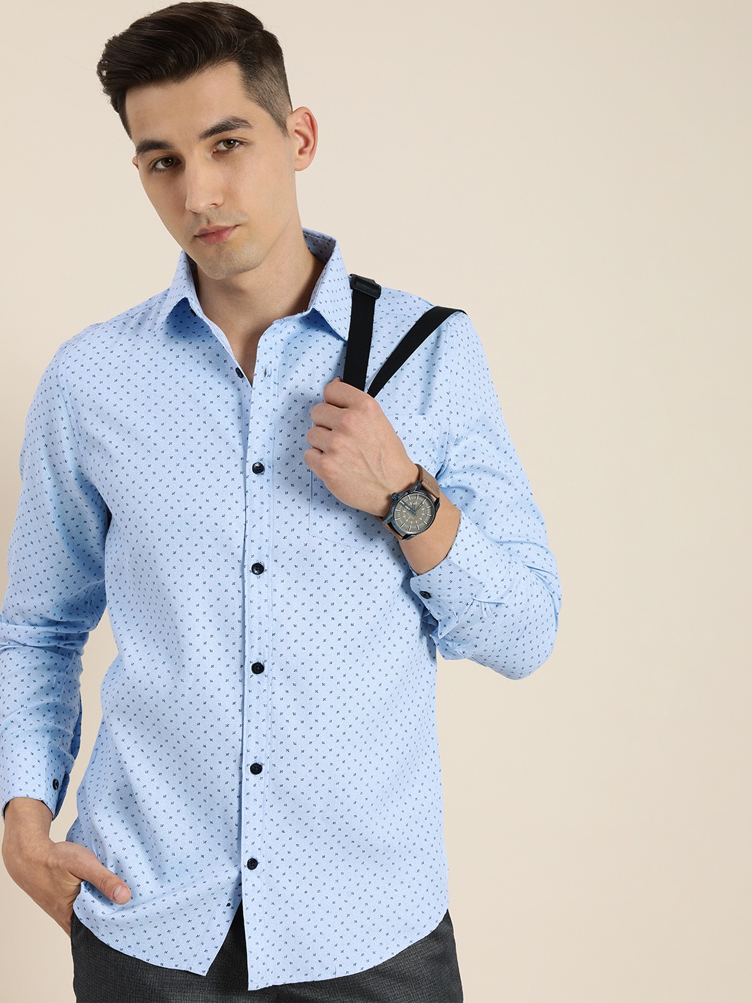 encore by INVICTUS Men Floral Printed Casual Shirt, Blue