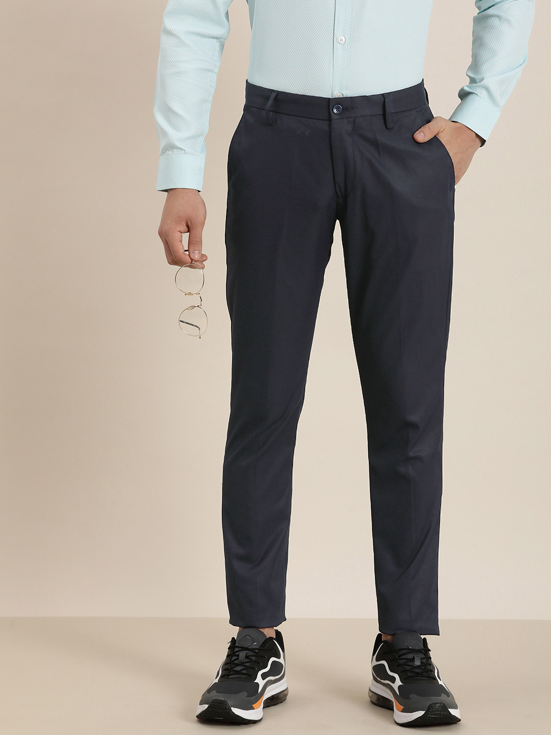 

encore by INVICTUS Men Smart Casual Trousers, Navy blue