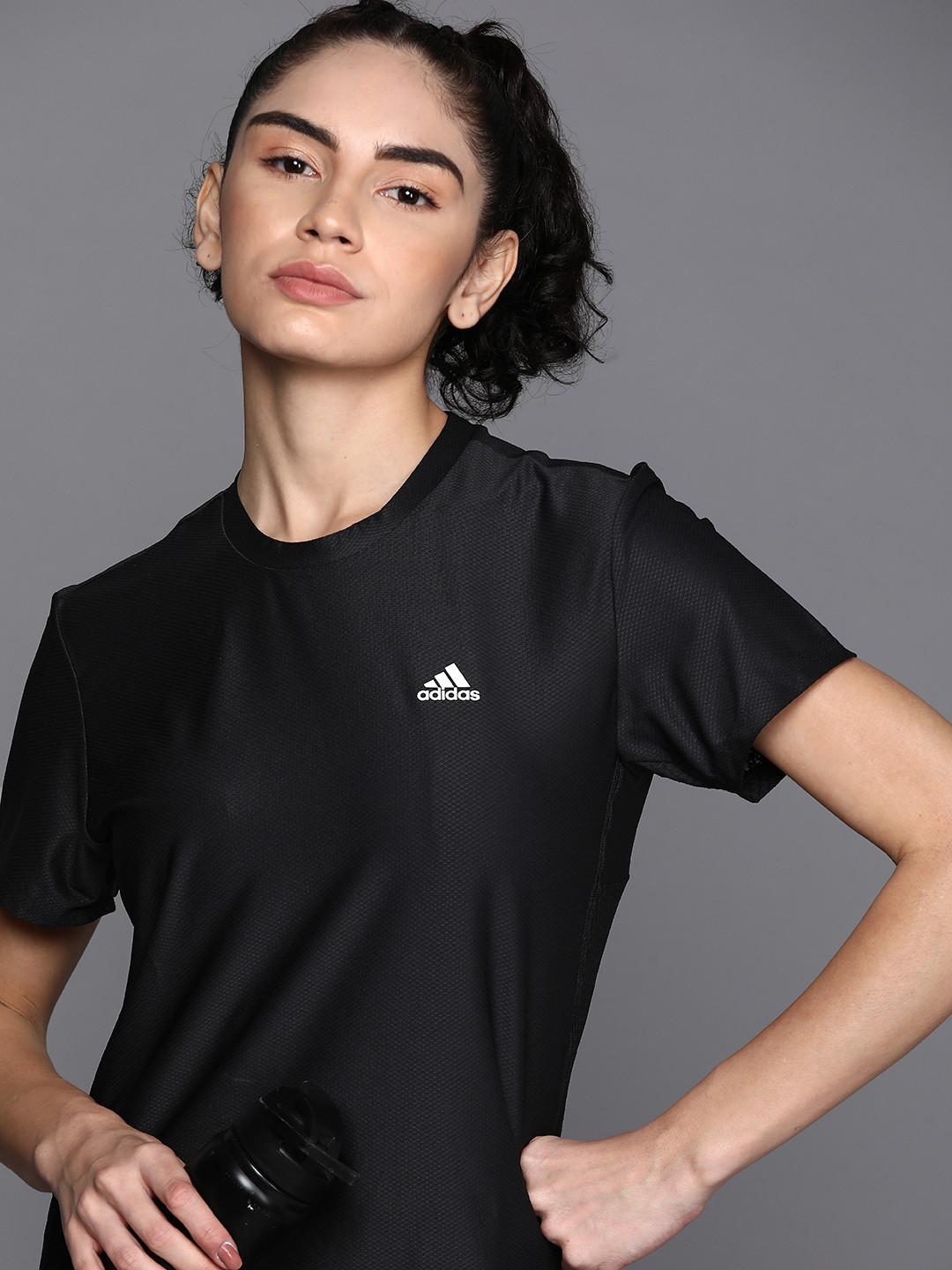 

ADIDAS Women Black Printed Aeroready T-shirt