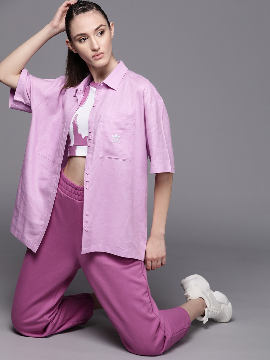 

ADIDAS Originals Women Lavender Solid Boxy Casual Shirt