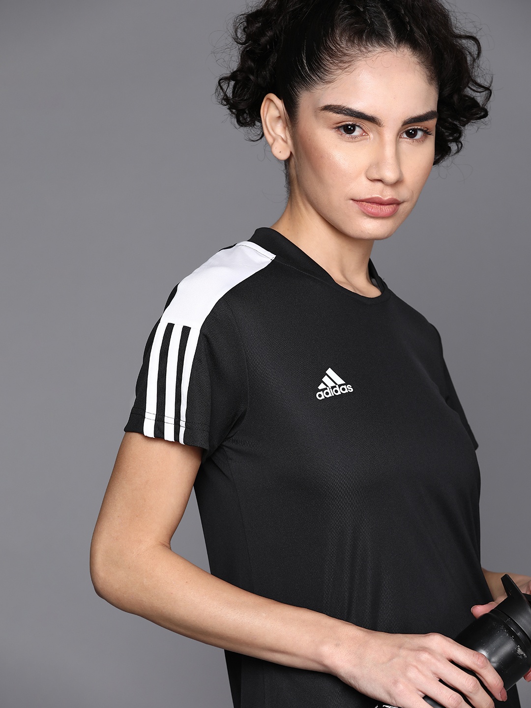 

ADIDAS Women Black Printed Aeroready Technology Slim Fit T-shirt