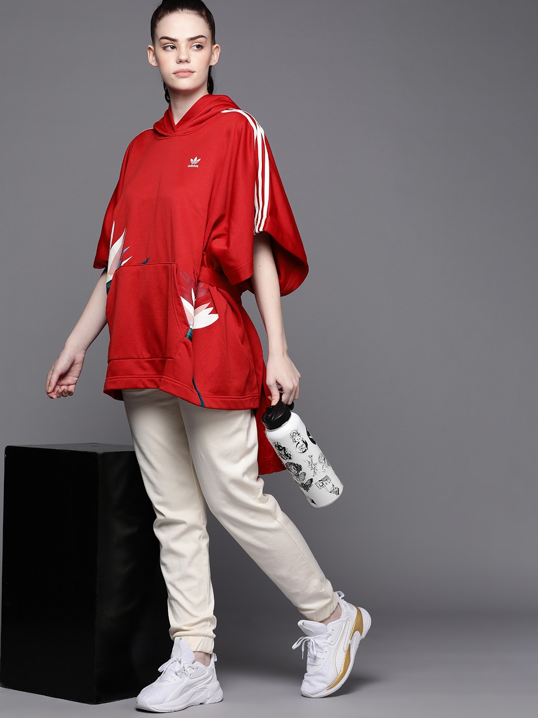 

ADIDAS Originals Women Red Printed Thebe Magugu Poncho Hoodie
