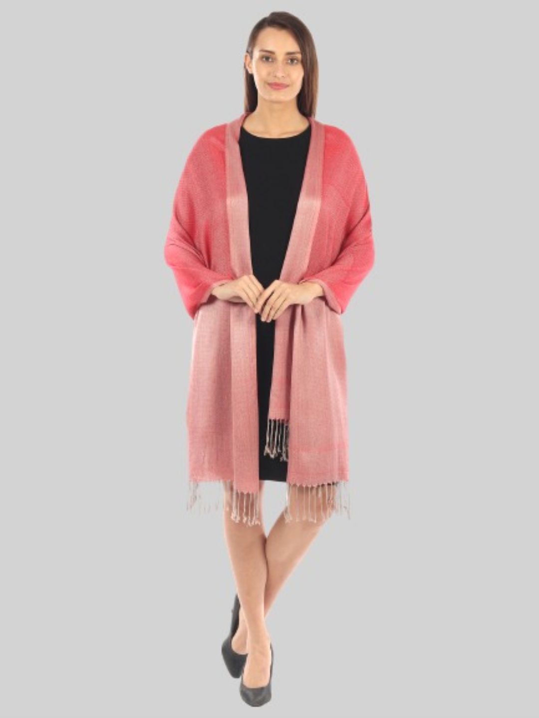 

MUFFLY Women Peach-Coloured Woven Design Stole