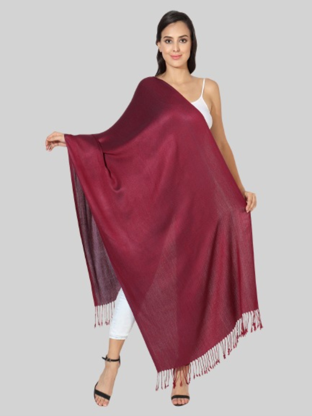 

MUFFLY Women Maroon Woven Design Stole