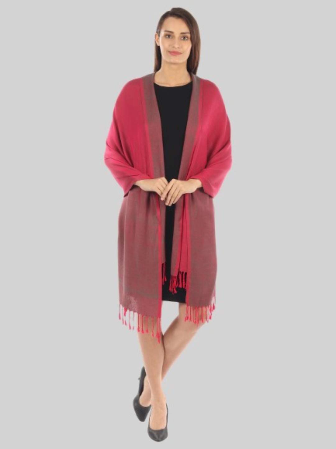 

MUFFLY Women Pink Woven Design Stole