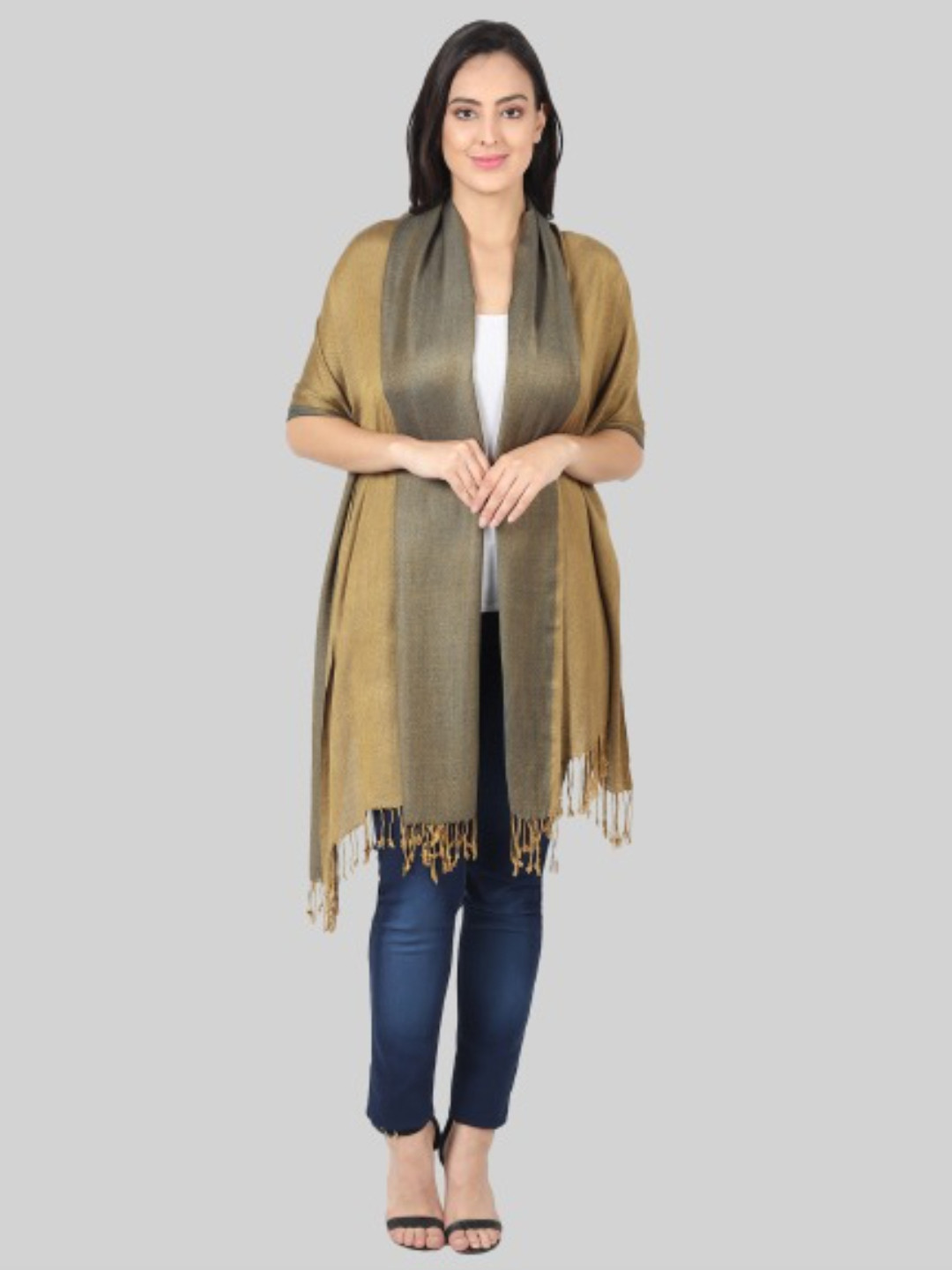 

MUFFLY Women Green Woven Design Stole
