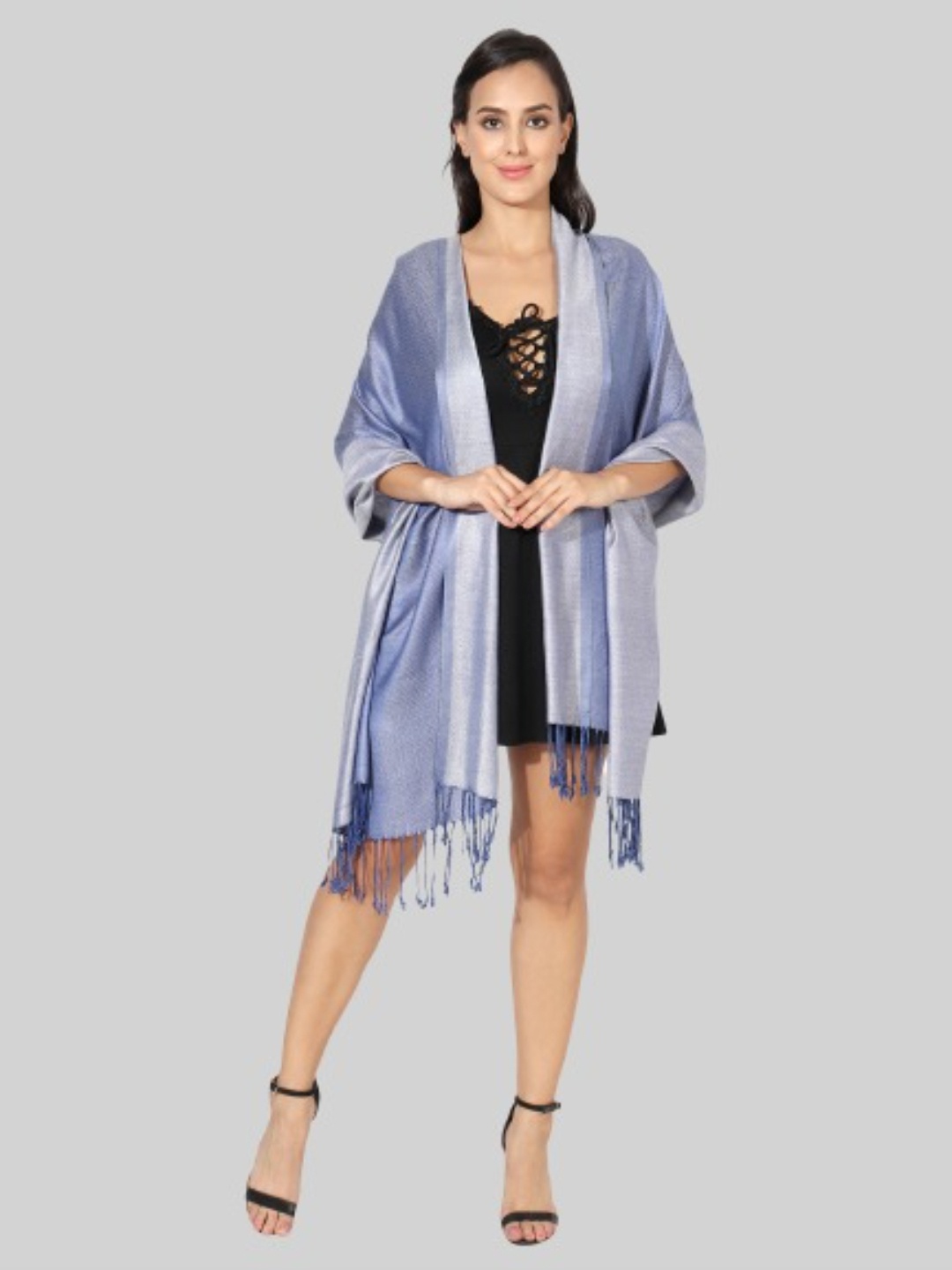 

MUFFLY Women Blue Woven Design Stole