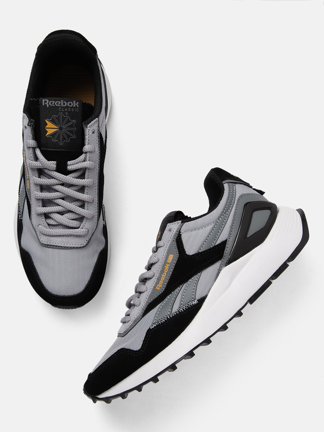 

Reebok Classic Unisex Grey & Black Woven CL Legacy AZ Leather Sneakers Excluding Trims