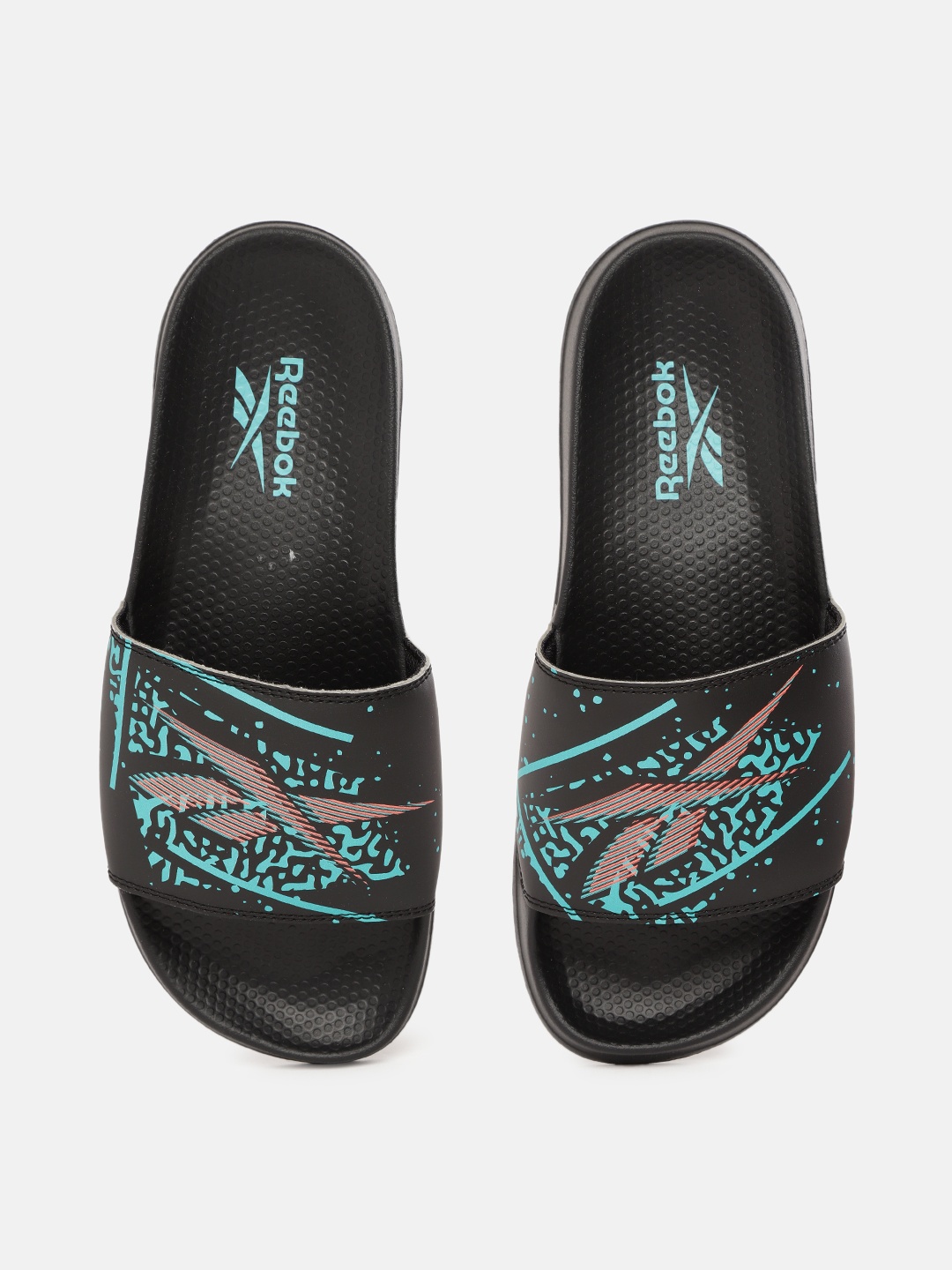 

Reebok Classic Unisex Black & Green Brand Logo Print Sliders