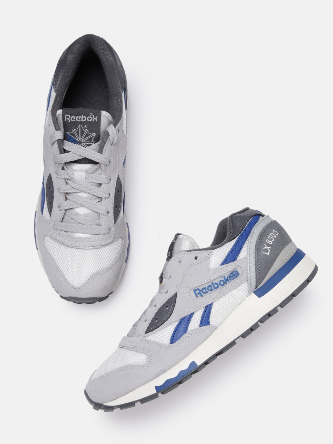 

Reebok Classic Men Grey & Blue Woven Design LX8500 Sneakers