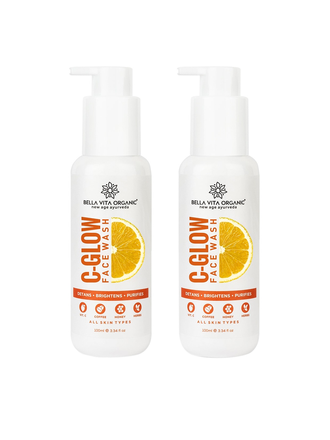 

Bella Vita Organic Adults Set of 2 Vitamin C Glow Face Wash - 100 ml each, White