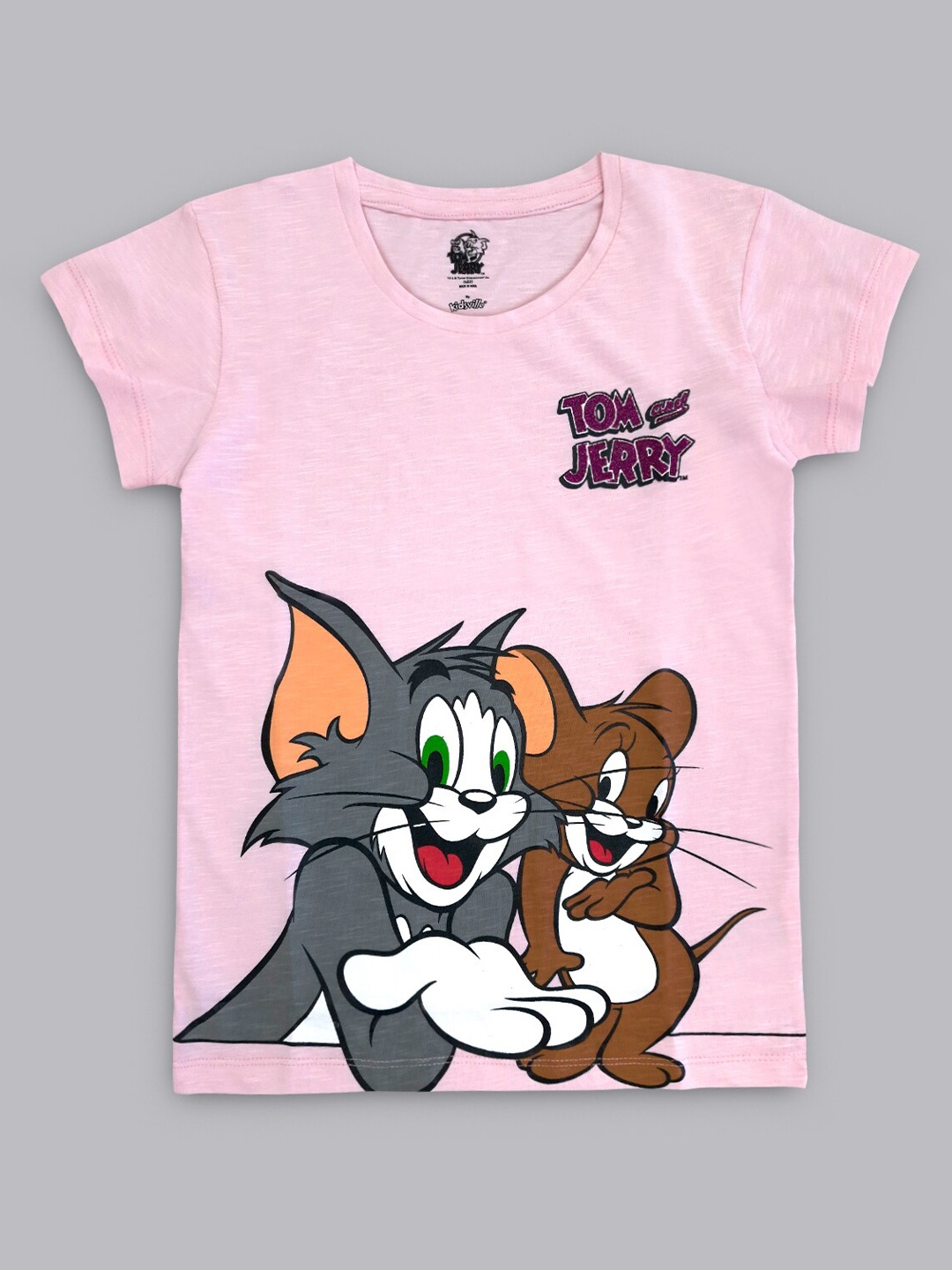 

Kids Ville Girls Tom & Jerry Printed Slim Fit Tshirt, Pink