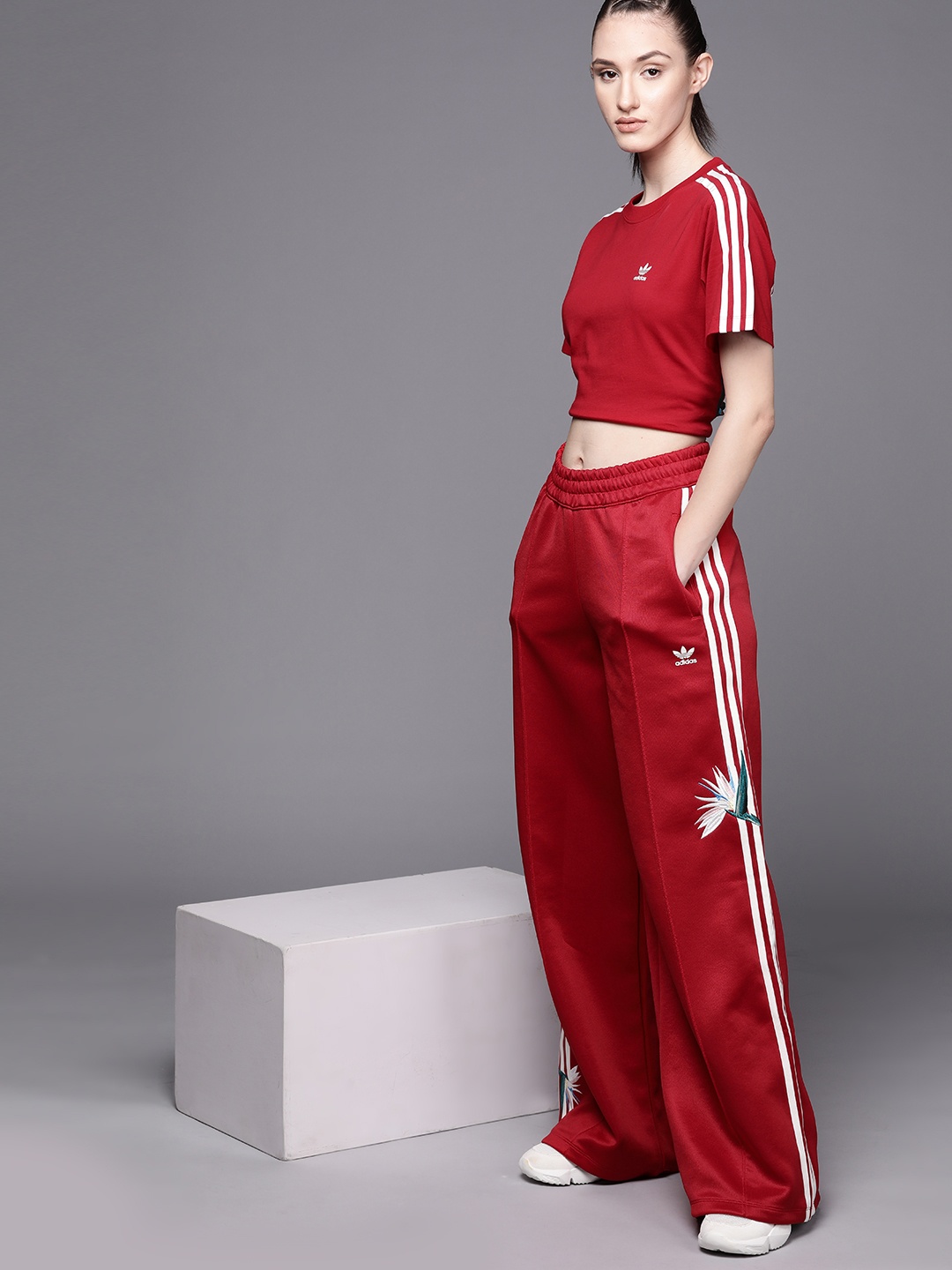 

ADIDAS Originals Women Red 3 Striped Thebe Magugu Track Pants