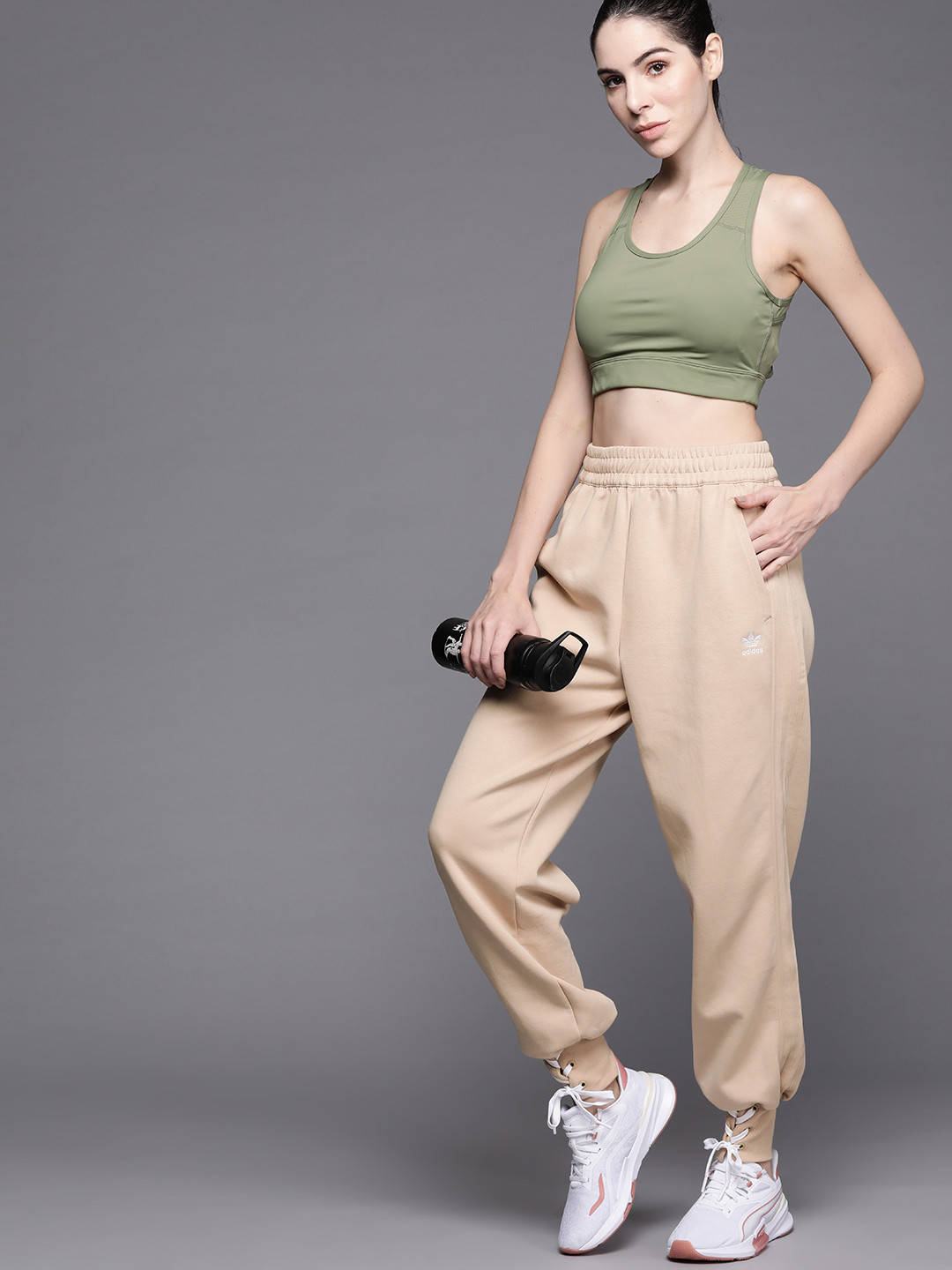 

ADIDAS Originals Women Beige Laced Cuff Joggers