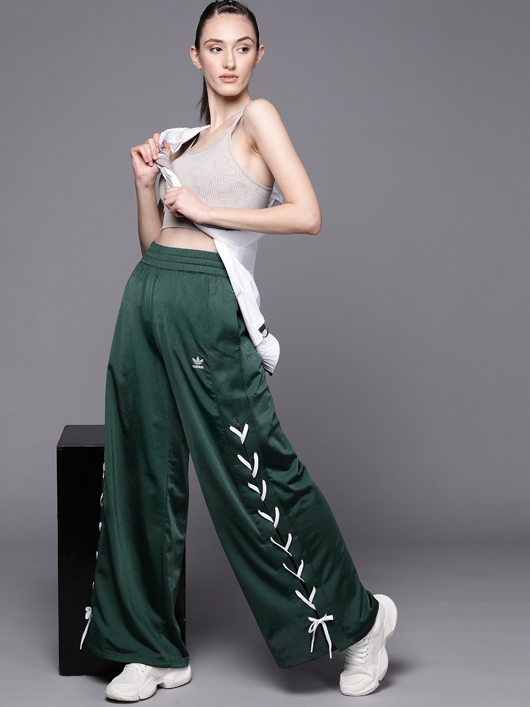 

ADIDAS Originals Women Green Always Original Laced Wide Leg Track Pants