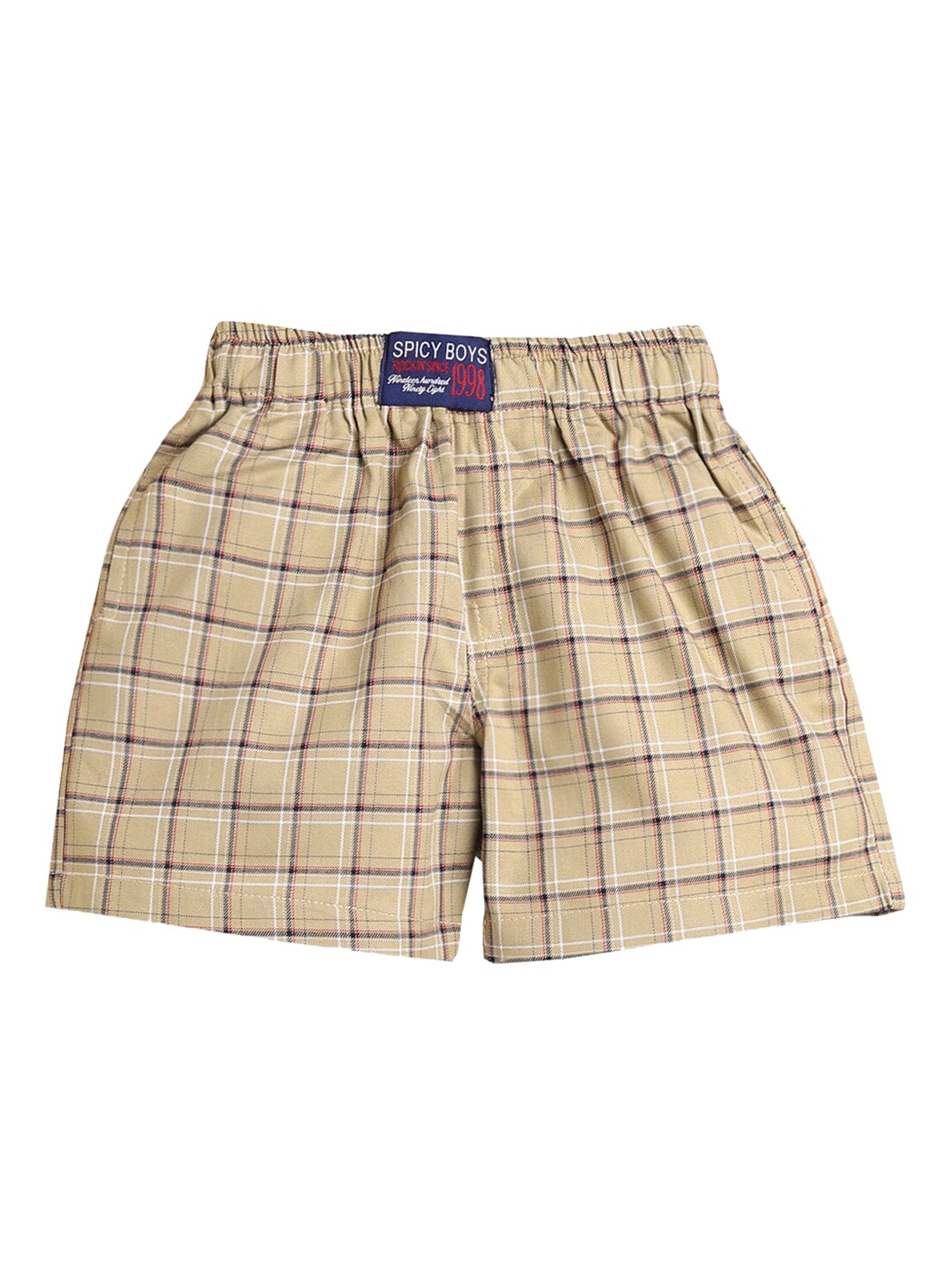 

Hopscotch Kids-Boys Khaki Cotton Checked Boxer