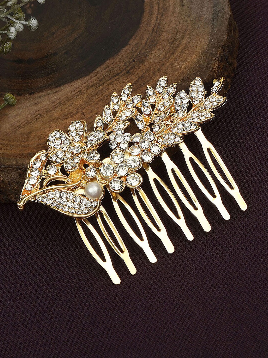 

AccessHer Women Gold-Toned & Silver-Toned Embellished Comb Pin