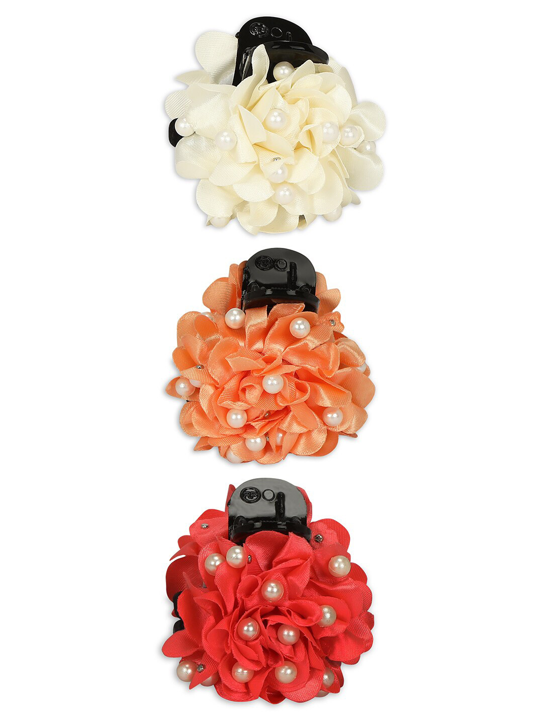 

AccessHer Women Red & Orange Set of 3 Claw Clip