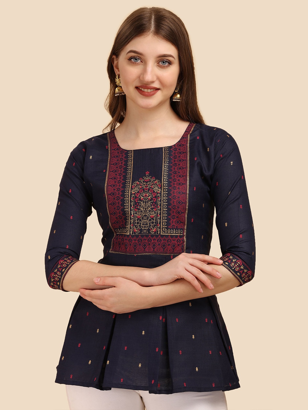 

Paralians Blue Print Peplum Top