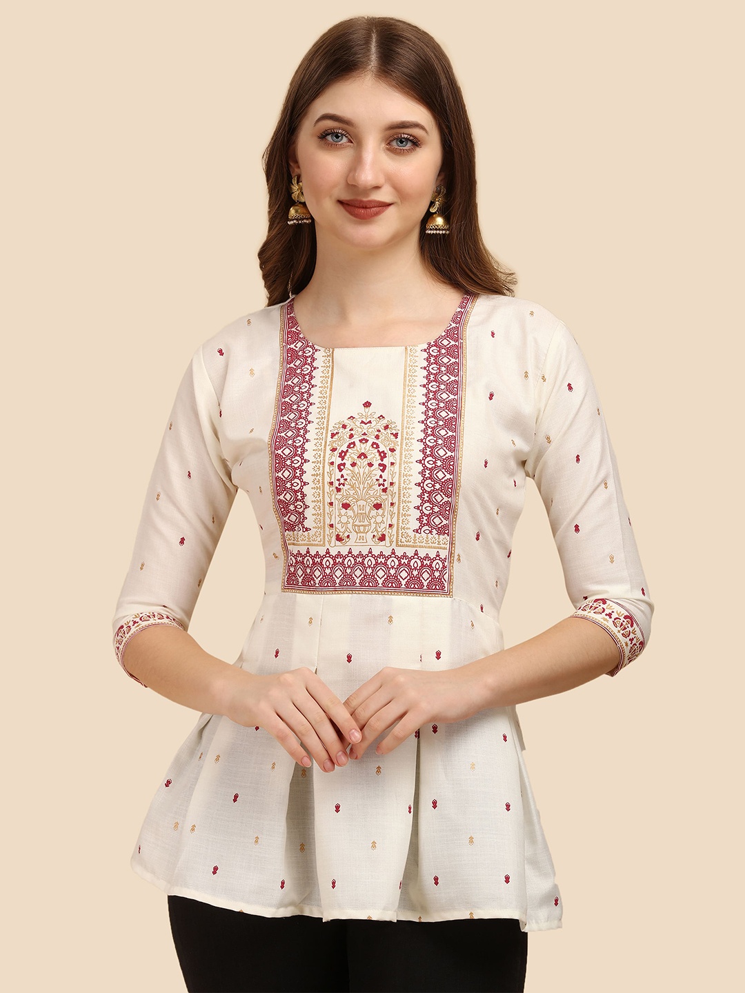 

Paralians White Print Peplum Top