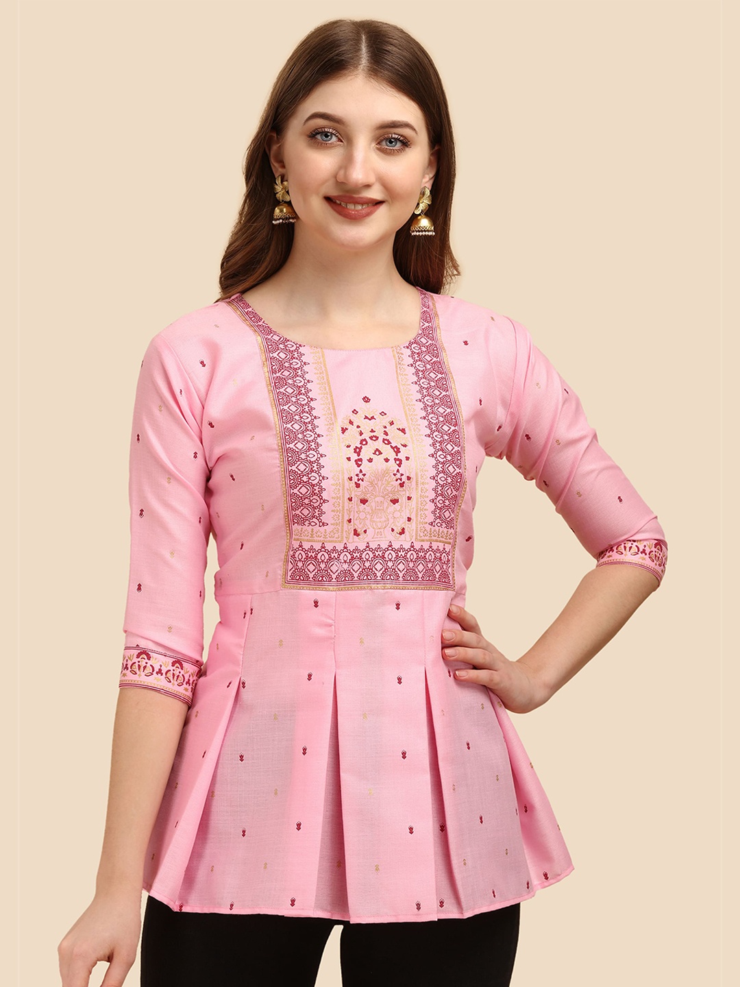 

Paralians Pink Embellished Peplum Top