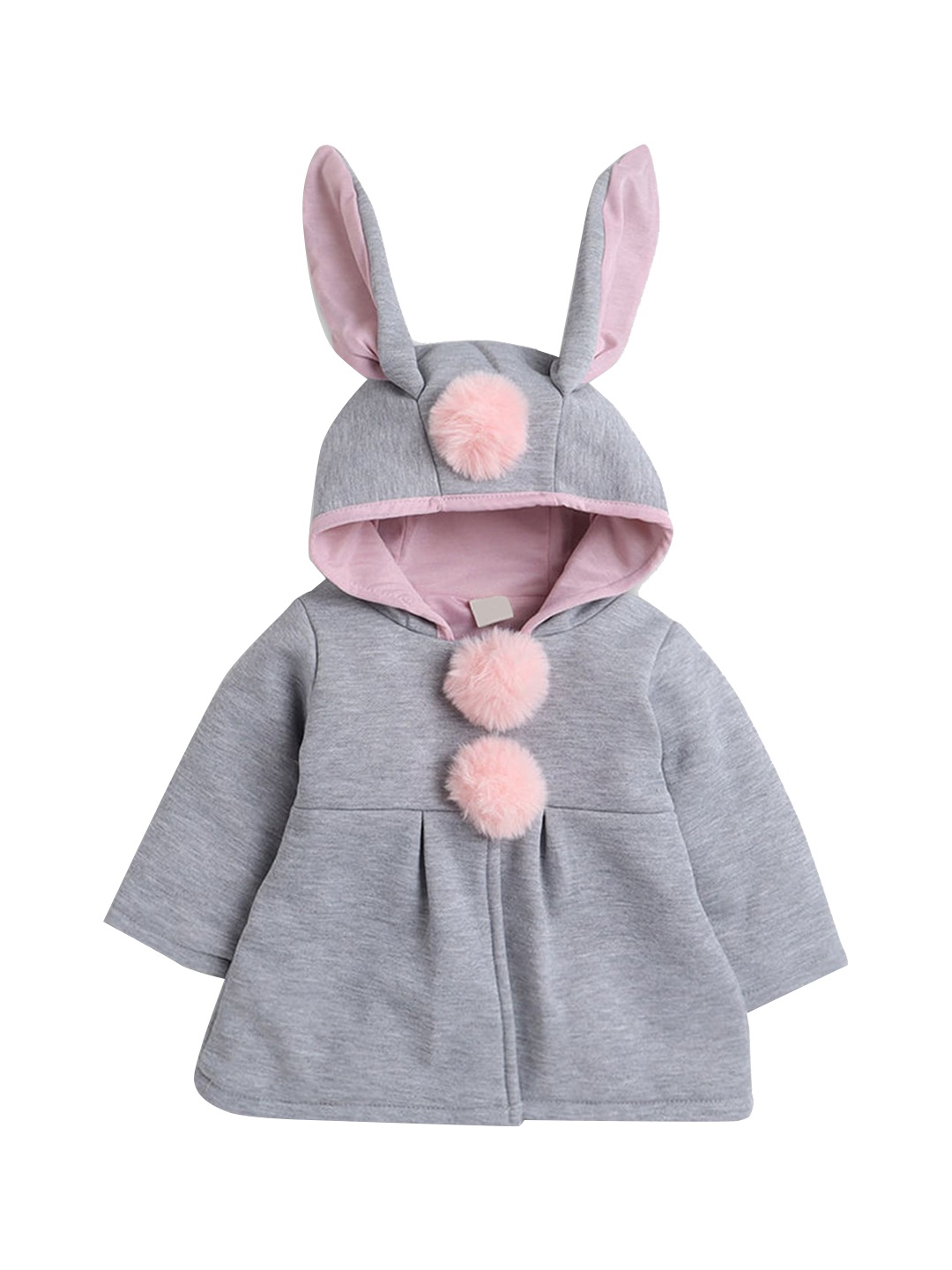 

Hopscotch Infants Girls Grey & Pink Solid Trench Coat