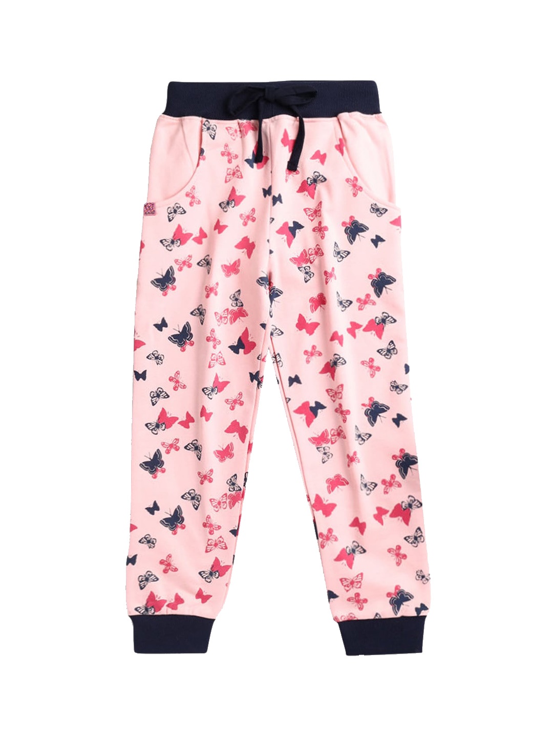 

Hopscotch Girls Pink Printed Pure Cotton Joggers Track Pants